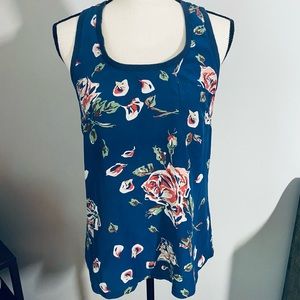 Joie silk tank, navy blue with floral design